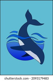Vektorbild des Walschwimmens, verbunden mit dem Lebensraum von Fischen und dem Waltag.