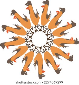 A vector image in which the shape of a bird is arranged radially