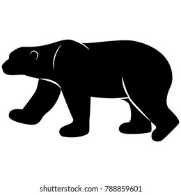 Vector image of a white bear silhouette on a white background