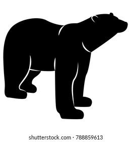 Vector image of a white bear silhouette on a white background