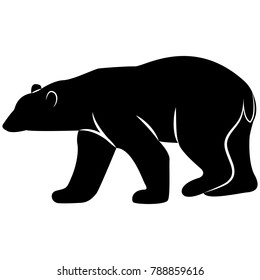 Vector image of a white bear silhouette on a white background