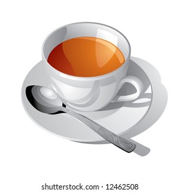 Vector image of the white cup of tea