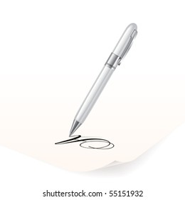Vector image of white pen writing on paper