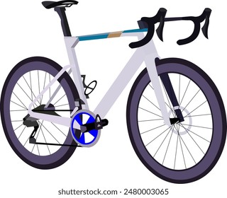 vector image. White racing bicycle seen from the side