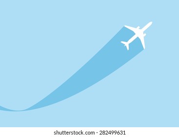 vector image of white silhouette of jet airplane