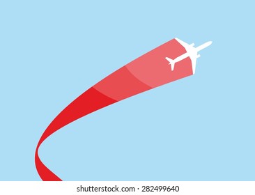 vector image of white silhouette of jet airplane
