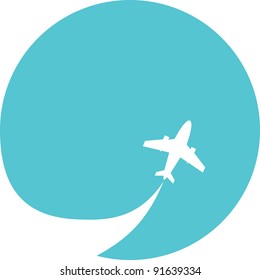 vector image of white silhouette of jet airplane