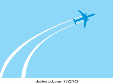 vector image of white silhouette of jet airplane