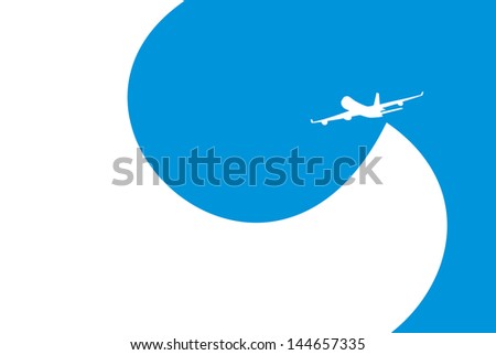 vector image of white silhouette of jet airplane