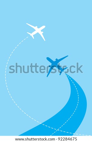 vector image of white silhouettes of jet airplanes