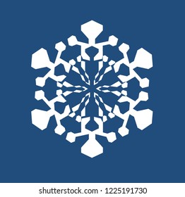 Vector image of white snowflake on blue background