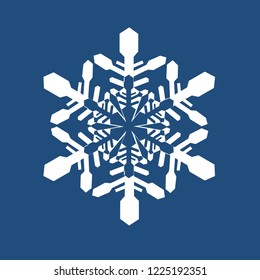 Vector image of white snowflake on a blue background