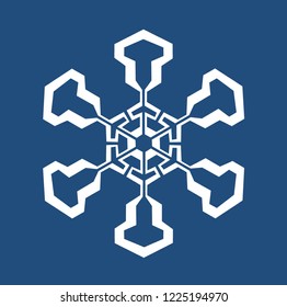 Vector image of white snowflake on a blue background
