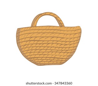 Vector image of a wicker shopping basket