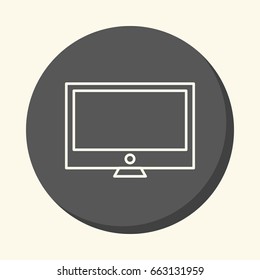 Vector image of the wide computer monitor, a round linear icon with an illusion of volume, a simple color change