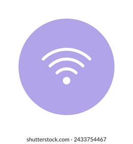 Vector image of a Wi-Fi signal icon on a vibrant purple circular gradient, indicating wireless internet connectivity.