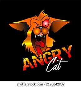 Vector image wild cat being angry and the words 