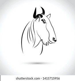 Vector image of an wildebeest head design on white background