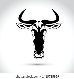 Vector image of an wildebeest head design on white background