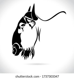 Vector image of an wildebeest head design on the white background.