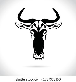 Vector image of an wildebeest head design on the white background.