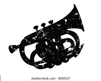 The vector image of a wind musical instrument of a small trumpet