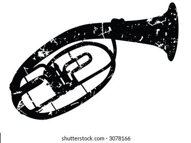 The vector image of a wind musical instrument of a baritone