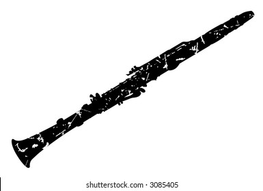 The vector image of a wind musical instrument of a clarinet.