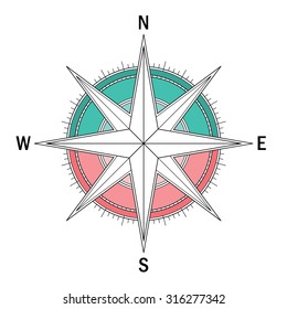 Vector image of the Wind Rose. Easy recolor. Ideal for drawings, maps , directions schemes.