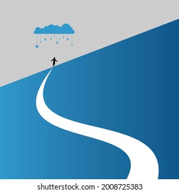 Vector image of winding road to star