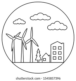 vector image  of a windmills