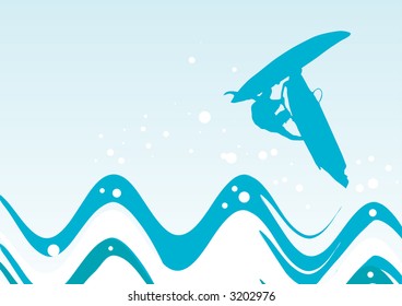 vector image of a windsurfer in action