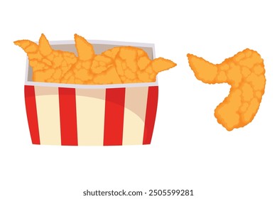 Vector Imagen de alas, patas en masa. Concepto de snack y comida rápida. Elemento para su diseño de Sitio web, Anuncio, etc.