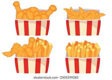 Vector Imagen de alas, patas en masa. Concepto de snack y comida rápida. Elemento para su diseño de Sitio web, Anuncio, etc.