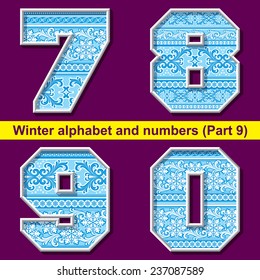 vector image of winter letter with a frosty ornament. Part 9