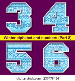 vector image of winter letter with a frosty ornament. Part 8