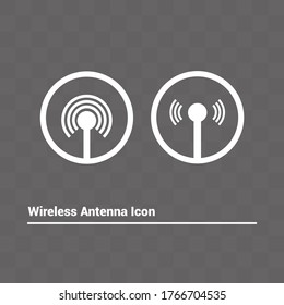 Imagen vectorial de las antenas inalámbricas. Iconos blancos. Fondo transparente.