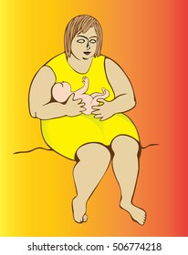 vector image of woman with baby