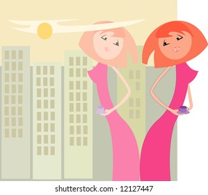 imagen vectorial de la mujer con taza de té