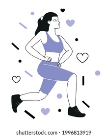 Vector image of a woman doing sports exercises. 