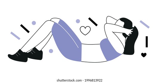 Vector image of a woman doing sports exercises. 