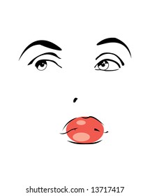 vector image of woman face isolated on white