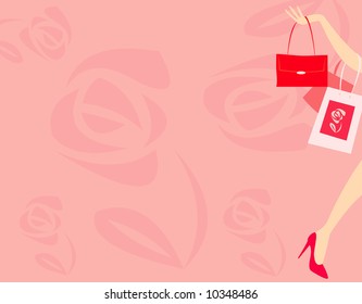 vector image of woman with handbag
