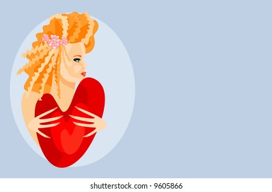 imagen vectorial de la mujer con corazón