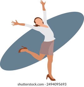 vector image of a woman jumping happily