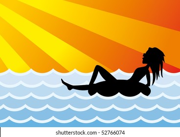 vector image of woman on beach