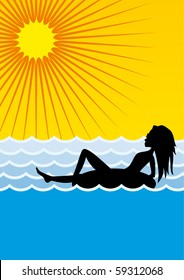 vector image of woman on beach