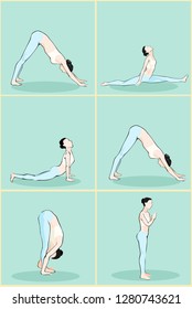 A vector image of a woman performing asana. Doing yoga.