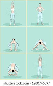 A vector image of a woman performing asana. Doing yoga.