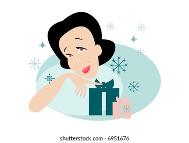 imagen vectorial de la mujer con regalos